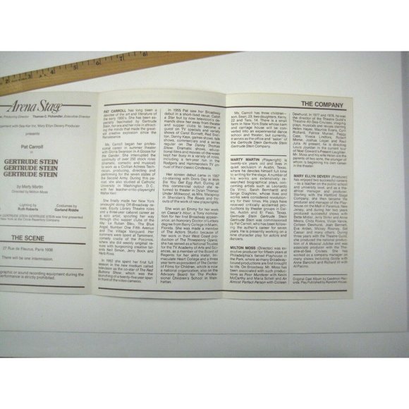 Gertrude Stein Program 1980 Arena Stage 30th Mary Martin Pat Carroll Milton Moss - Picture 6 of 7